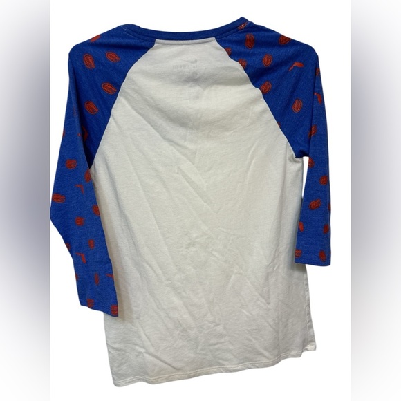 Florida Gators Veer Pattern Tri-Blend 3/4-Sleeve Raglan T-Shirt - Cream/Royal - Picture 2 of 7